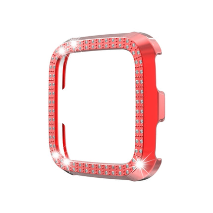 For Fitbit versa / versa lite PC Double-Row Diamond-Encrusted Protective Shell(Red)-garmade.com