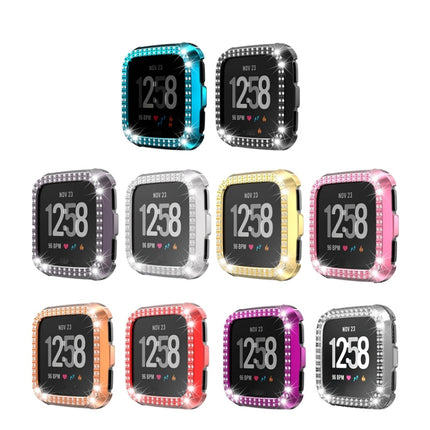 For Fitbit versa / versa lite PC Double-Row Diamond-Encrusted Protective Shell(Red)-garmade.com