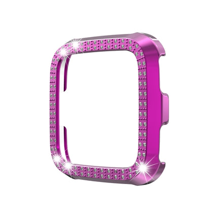 For Fitbit versa / versa lite PC Double-Row Diamond-Encrusted Protective Shell(Purple)-garmade.com