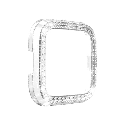 For Fitbit versa / versa lite PC Double-Row Diamond-Encrusted Protective Shell(Transparent)-garmade.com