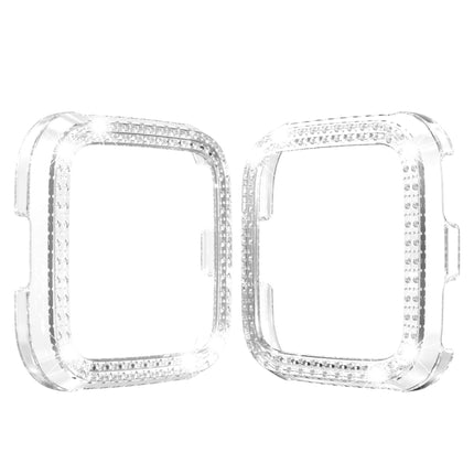 For Fitbit versa / versa lite PC Double-Row Diamond-Encrusted Protective Shell(Transparent)-garmade.com