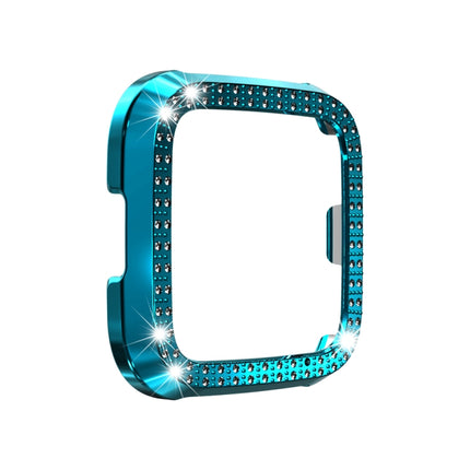 For Fitbit versa / versa lite PC Double-Row Diamond-Encrusted Protective Shell(Rock Teal)-garmade.com