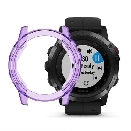 Suitable for Garmin Fenix 5 & 5 Plus transparent TPU Silica Gel Watch Case(Transparent purple)-garmade.com