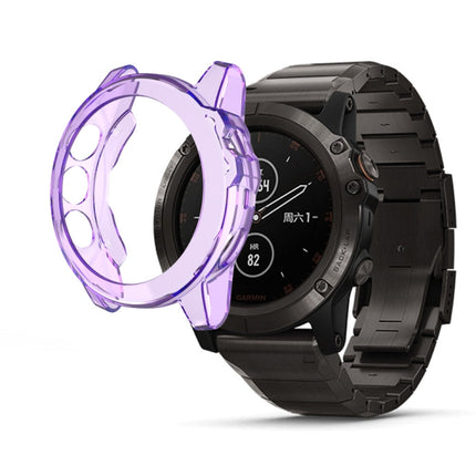Suitable for Garmin Fenix 5 & 5 Plus transparent TPU Silica Gel Watch Case(Transparent purple)-garmade.com