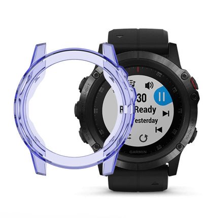 Suitable for Garmin Fenix 5 & 5 Plus transparent TPU Silica Gel Watch Case(Transparent blue)-garmade.com