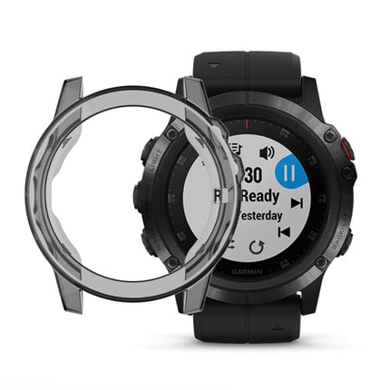 Suitable for Garmin Fenix 5 & 5 Plus transparent TPU Silica Gel Watch Case(Transparent black)-garmade.com