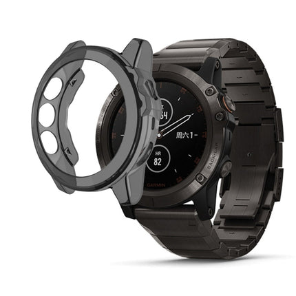 Suitable for Garmin Fenix 5 & 5 Plus transparent TPU Silica Gel Watch Case(Transparent black)-garmade.com