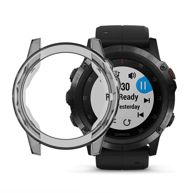 Suitable for Garmin Fenix 5 & 5 Plus transparent TPU Silica Gel Watch Case(Transparent gray)-garmade.com