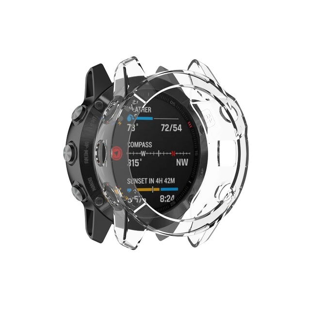 Suitable for Garmin Fenix 6X / 6X Pro Transparent TPU Silica Gel Watch Case(Transparent white)-garmade.com