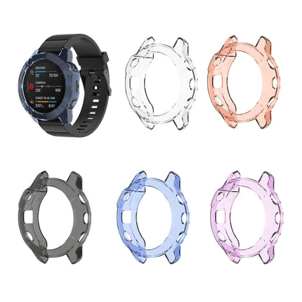 Suitable for Garmin Fenix 6X / 6X Pro Transparent TPU Silica Gel Watch Case(Transparent orange)-garmade.com