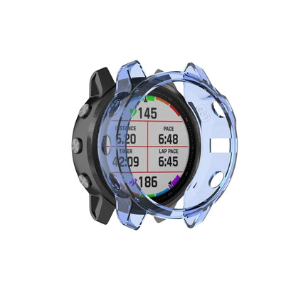 Suitable for Garmin Fenix 6X / 6X Pro Transparent TPU Silica Gel Watch Case(Transparent blue)-garmade.com