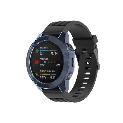 Suitable for Garmin Fenix 6X / 6X Pro Transparent TPU Silica Gel Watch Case(Transparent blue)-garmade.com