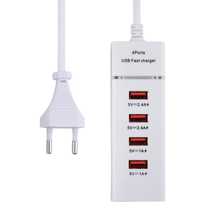 5V 4.1A 4 USB Ports Charger Adapter with Power Plug Cable, Cable Length: 1.5m, EU Plug(White)-garmade.com