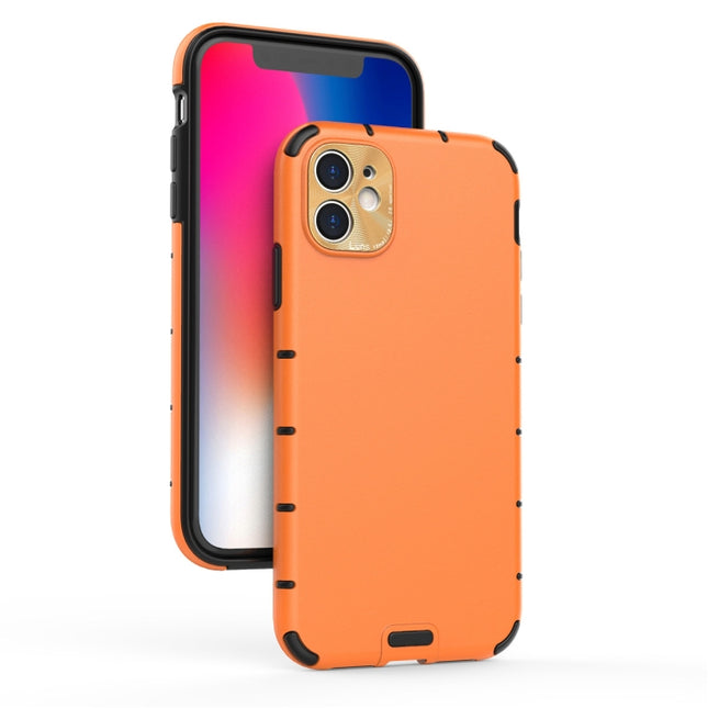 For iPhone 11 Pro Max Shockproof Grain PC + TPU Case(Orange)-garmade.com