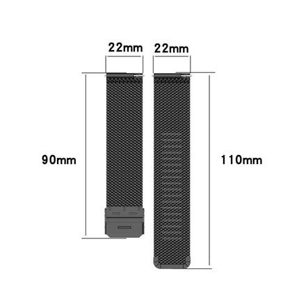 For Huawei GT/GT2 46mm/ Galaxy Watch 46mm/ Fossil Fossil Gen 5 Carlyle 46mm Stainless Steel Mesh Watch Wrist Strap 22MM(Black)-garmade.com