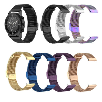 For Huawei GT/GT2 46mm/ Galaxy Watch 46mm/ Fossil Fossil Gen 5 Carlyle 46mm Stainless Steel Mesh Watch Wrist Strap 22MM(Dark Blue)-garmade.com