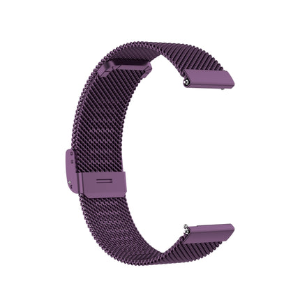 For Huawei GT/GT2 46mm/ Galaxy Watch 46mm/ Fossil Fossil Gen 5 Carlyle 46mm Stainless Steel Mesh Watch Wrist Strap 22MM(Purple)-garmade.com
