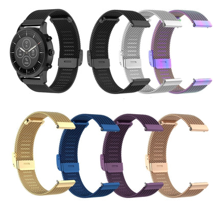 For Huawei GT/GT2 46mm/ Galaxy Watch 46mm/ Fossil Fossil Gen 5 Carlyle 46mm Stainless Steel Mesh Watch Wrist Strap 22MM(Purple)-garmade.com