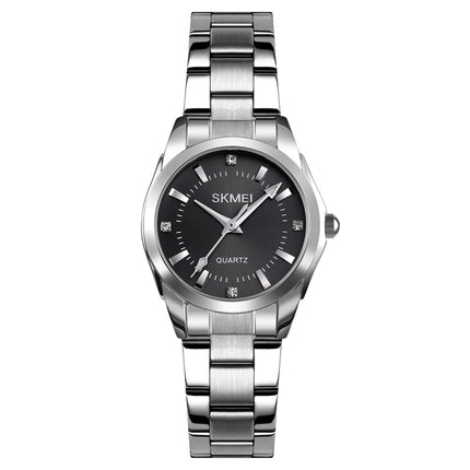 SKmei 1620 Delicate Rhinestone Creative Casual Waterproof Quartz Women Watch Steel Strap Watch(Black)-garmade.com