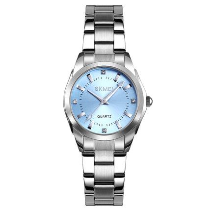 SKmei 1620 Delicate Rhinestone Creative Casual Waterproof Quartz Women Watch Steel Strap Watch(Blue)-garmade.com