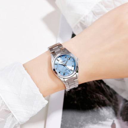 SKmei 1620 Delicate Rhinestone Creative Casual Waterproof Quartz Women Watch Steel Strap Watch(Blue)-garmade.com