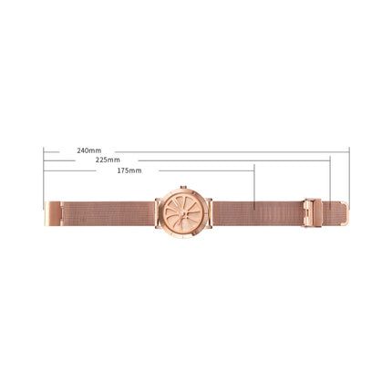 SKMEI 9204 Fashion Skeleton Rotating Dial Waterproof Business Mesh Belt Quartz Watch Men Watch(Rose Gold)-garmade.com