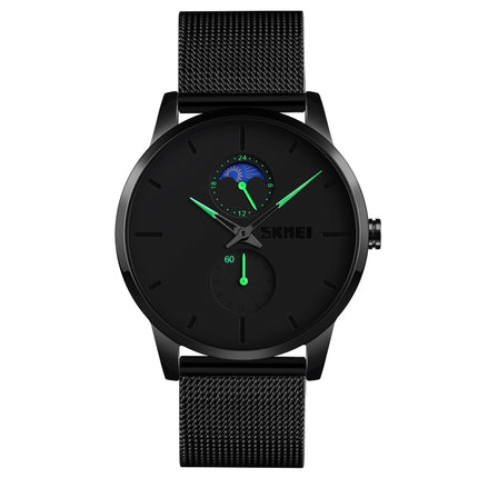 Skmei 9208 Moon Phase Quartz Watch Casual Simple Business Sports Watch for Men(Green)-garmade.com