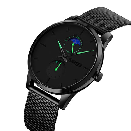 Skmei 9208 Moon Phase Quartz Watch Casual Simple Business Sports Watch for Men(Green)-garmade.com