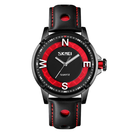 SKMEI 9211 Fashion Sports Stereo Dial Luminous Pointer Creative Watch Business Trend Men Quartz Watch(Red)-garmade.com