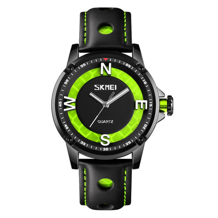 SKMEI 9211 Fashion Sports Stereo Dial Luminous Pointer Creative Watch Business Trend Men Quartz Watch(Green)-garmade.com