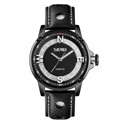 SKMEI 9211 Fashion Sports Stereo Dial Luminous Pointer Creative Watch Business Trend Men Quartz Watch(Black)-garmade.com