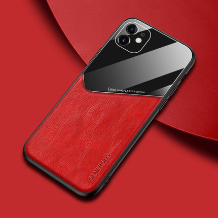 For iPhone 11 All-inclusive Leather + Organic Glass Phone Case with Metal Iron Sheet(Red)-garmade.com