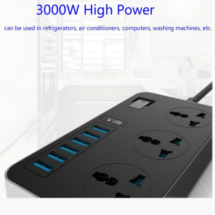 T09 3000W High Power Multi-Function Plug-in 3-Hole International Universal Jack + 6 USB Intelligent Charging EU PLUG-garmade.com