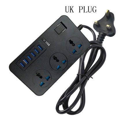 T09 3000W High Power Multi-Function Plug-in 3-Hole International Universal Jack + 6 USB Intelligent Charging UK PLUG-garmade.com