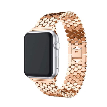 For Apple Watch Series 6 & SE & 5 & 4 40mm / 3 & 2 & 1 38mm Honeycomb Stainless Steel Strap(golden)-garmade.com