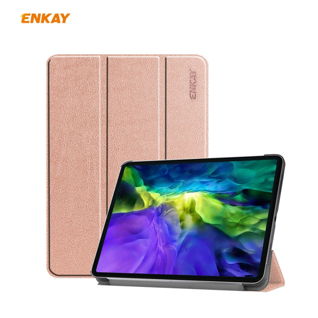 For iPad Pro 11 2022 / 2020 / 2021 ENKAY ENK-8001 Denim Pattern Horizontal Flip Leather Smart Tablet Case with Holder(Pink)-garmade.com