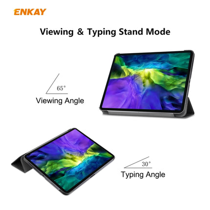 For iPad Pro 11 2022 / 2020 / 2021 ENKAY ENK-8001 Denim Pattern Horizontal Flip Leather Smart Tablet Case with Holder(Black)-garmade.com