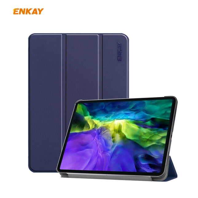 For iPad Pro 11 2022 / 2020 / 2021 ENKAY ENK-8001 Denim Pattern Horizontal Flip Leather Smart Tablet Case with Holder(Dark Blue)-garmade.com