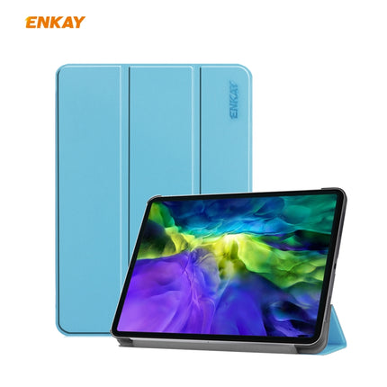 For iPad Pro 11 2022 / 2020 / 2021 ENKAY ENK-8001 Denim Pattern Horizontal Flip Leather Smart Tablet Case with Holder (Light Blue)-garmade.com