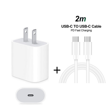 2 in 1 Single USB-C / Type-C Port Travel Charger + 3A PD 3.0 USB-C / Type-C to USB-C / Type-C Fast Charge Data Cable Set, Cable Length: 2m(US Plug)-garmade.com