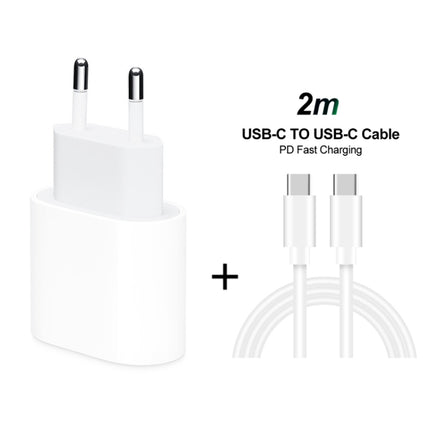 2 in 1 Single USB-C / Type-C Port Travel Charger + 3A PD 3.0 USB-C / Type-C to USB-C / Type-C Fast Charge Data Cable Set, Cable Length: 2m(EU Plug)-garmade.com