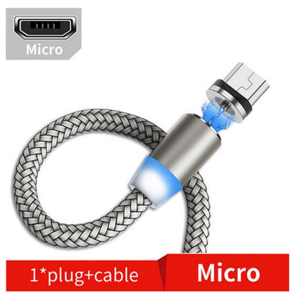 USB to Micro USB Magnetic Metal Connector Nylon Two-color Braided Magnetic Data Cable, Cable Length: 1m(Gold)-garmade.com