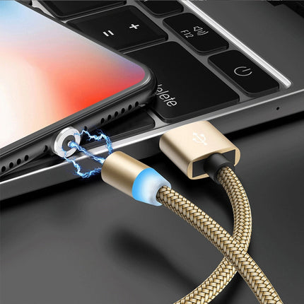 USB to Micro USB Magnetic Metal Connector Nylon Two-color Braided Magnetic Data Cable, Cable Length: 1m(Silver)-garmade.com