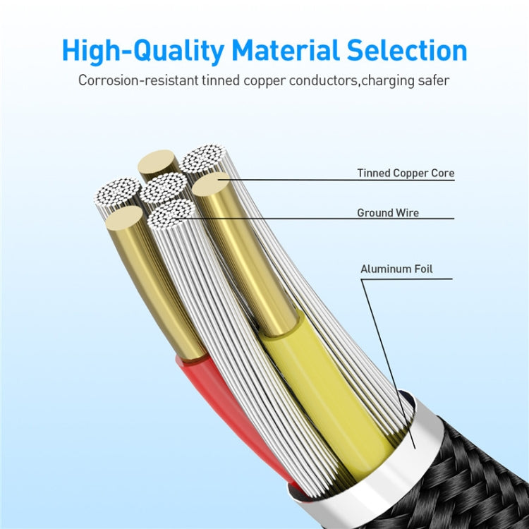 USB to Micro USB Magnetic Metal Connector Nylon Two-color Braided Magnetic Data Cable, Cable Length: 1m(Silver)-garmade.com