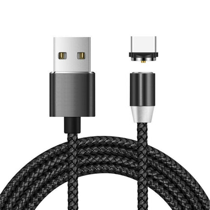 USB to USB-C / Type-C Magnetic Metal Connector Nylon Two-color Braided Magnetic Data Cable, Cable Length: 1m(Black)-garmade.com