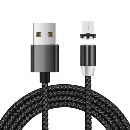 USB to 8 Pin Magnetic Metal Connector Nylon Two-color Braided Magnetic Data Cable, Cable Length: 1m(Black)-garmade.com