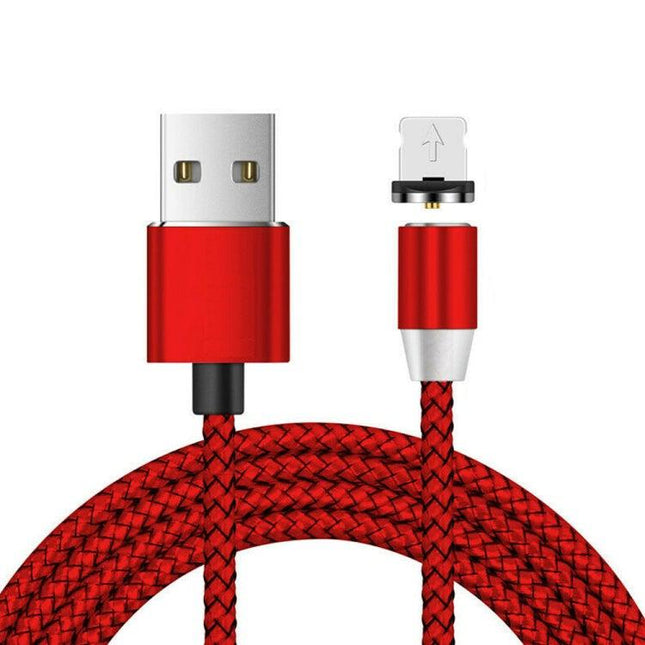 USB to 8 Pin Magnetic Metal Connector Nylon Two-color Braided Magnetic Data Cable, Cable Length: 1m(Red)-garmade.com