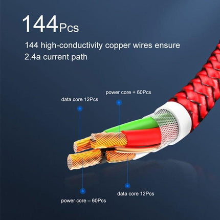 USB to 8 Pin Magnetic Metal Connector Nylon Two-color Braided Magnetic Data Cable, Cable Length: 1m(Red)-garmade.com