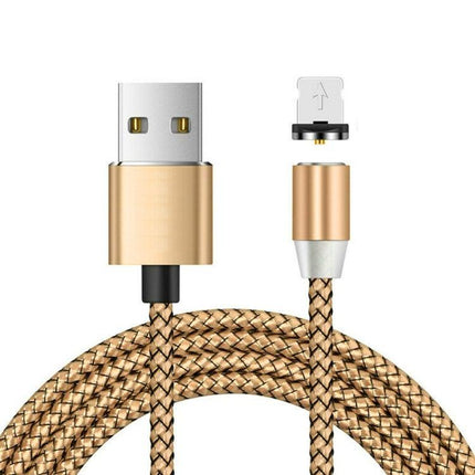 USB to 8 Pin Magnetic Metal Connector Nylon Two-color Braided Magnetic Data Cable, Cable Length: 1m(Gold)-garmade.com