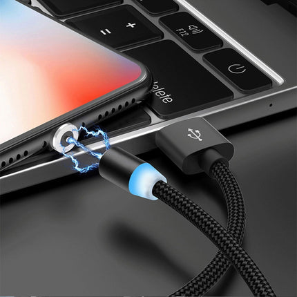 2 in 1 USB to Micro USB + USB-C / Type-C Magnetic Metal Connector Nylon Two-color Braided Magnetic Data Cable, Cable Length: 1m(Black)-garmade.com